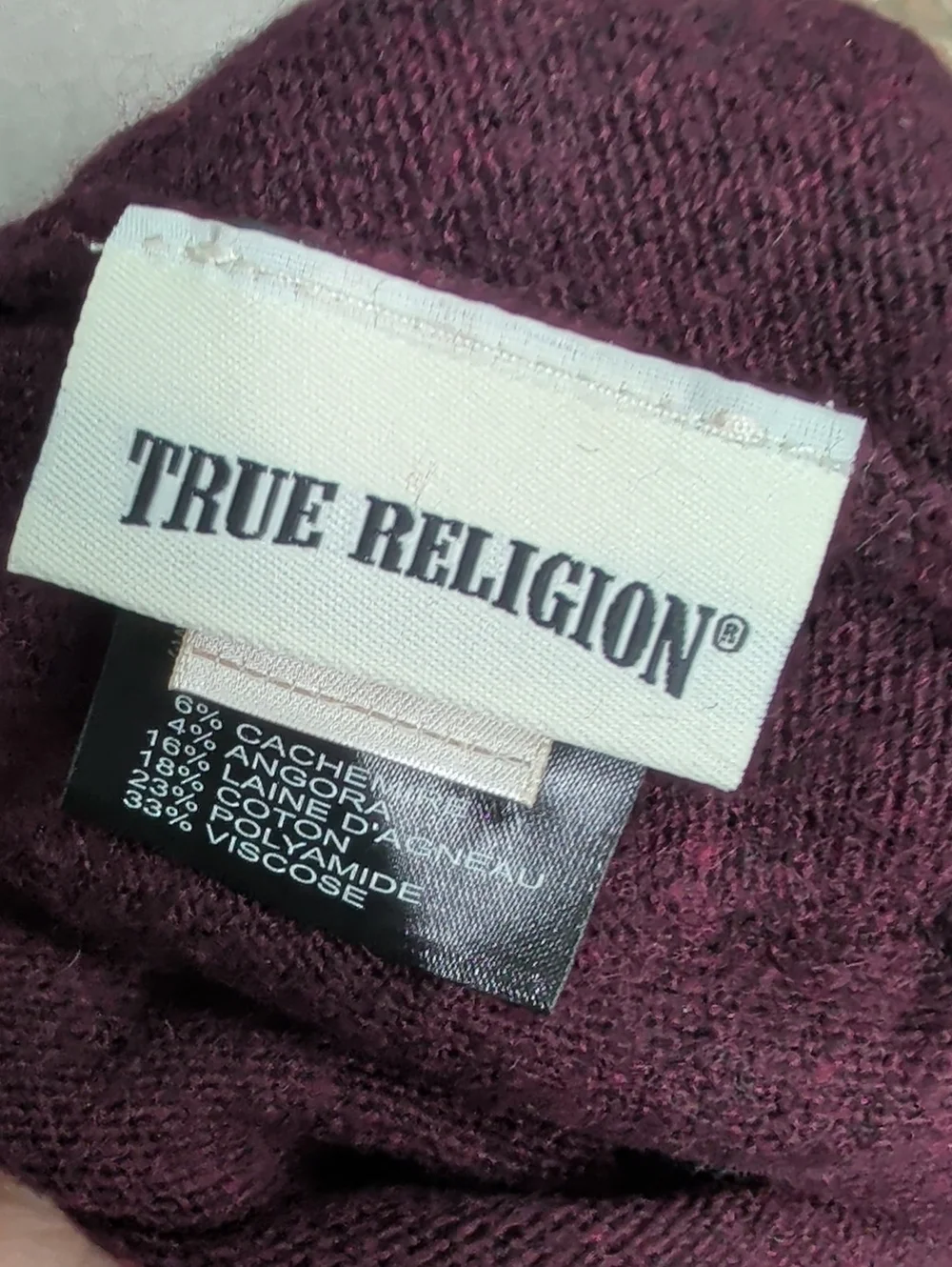 True Religion Maroon Knit Slouch Beanie